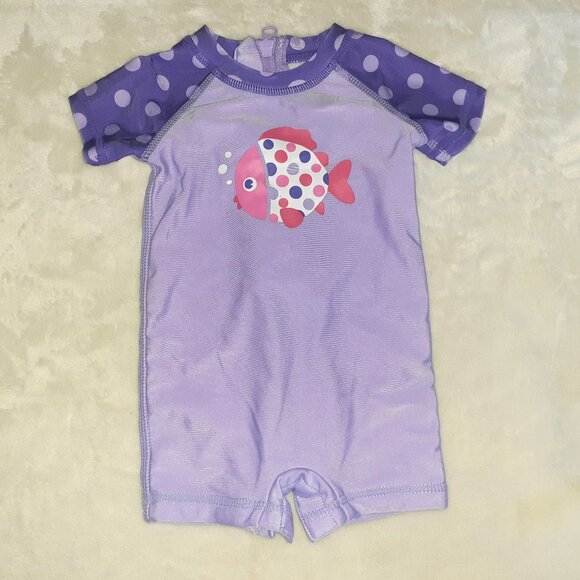 WAVE ZONE 1 PC SWIMSUIT RASH GUARD SUN PROTECTION SUIT-GIRLS SIZE 3-6 MO - Picture 1 of 3